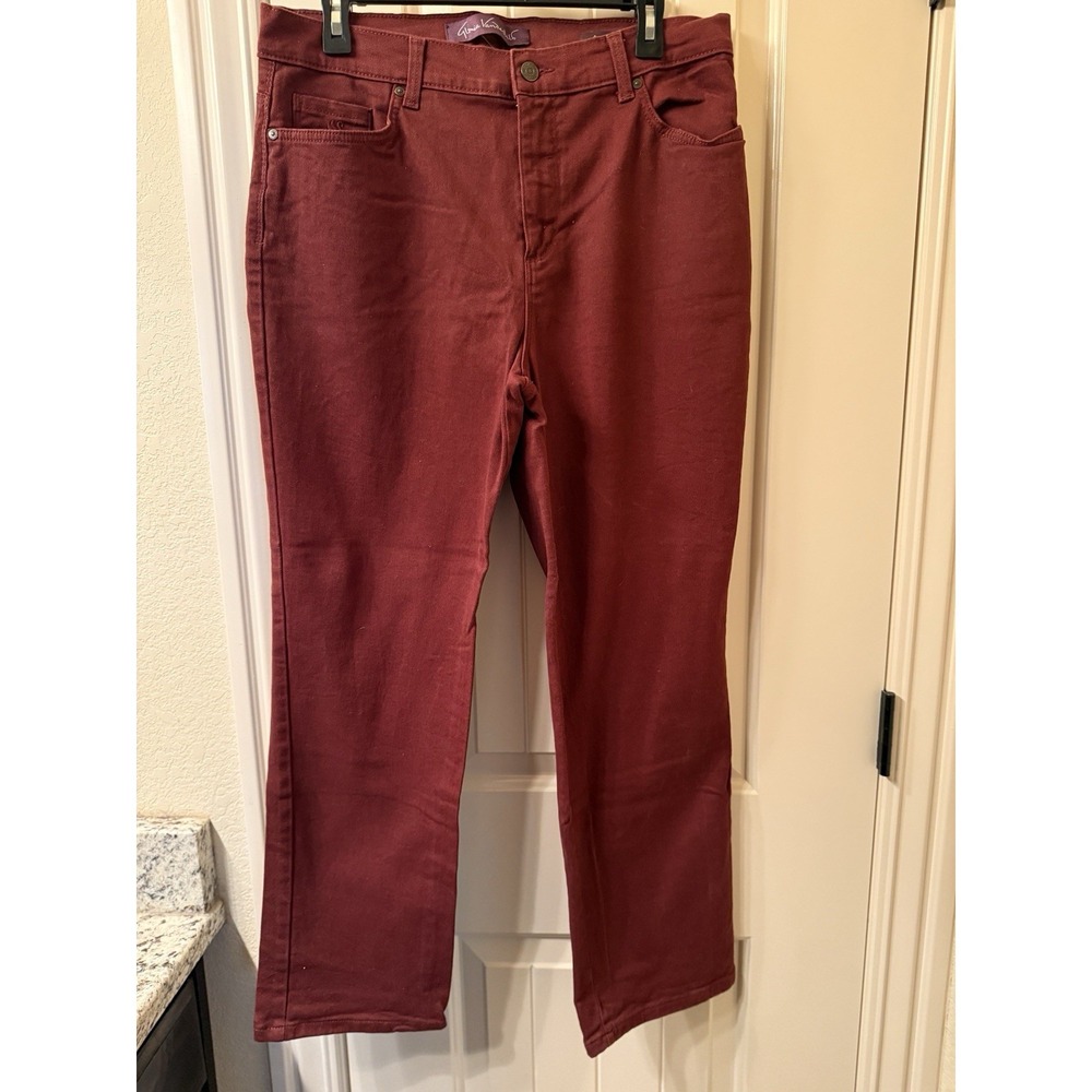 Gloria Vanderbilt Amanda Jeans Womens 14 Short Maroon Burgundy Tapered High Rise - Picture 7 of 8
